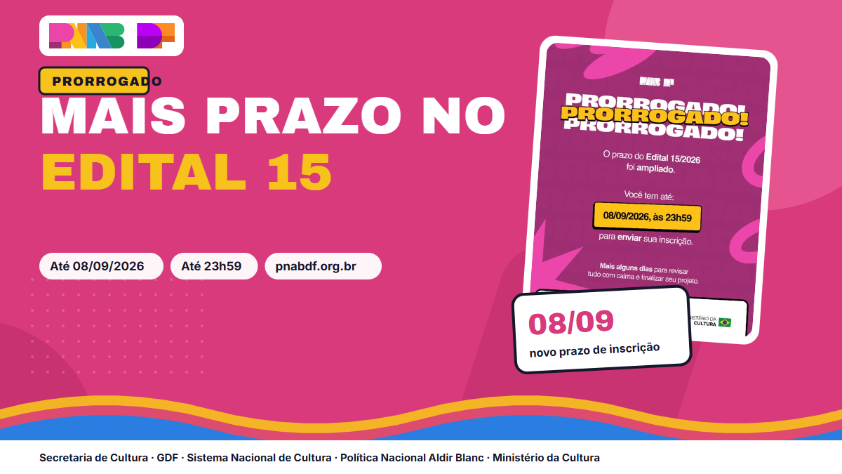 Edital 15/2026 tem inscrições prorrogadas até 8 de setembro