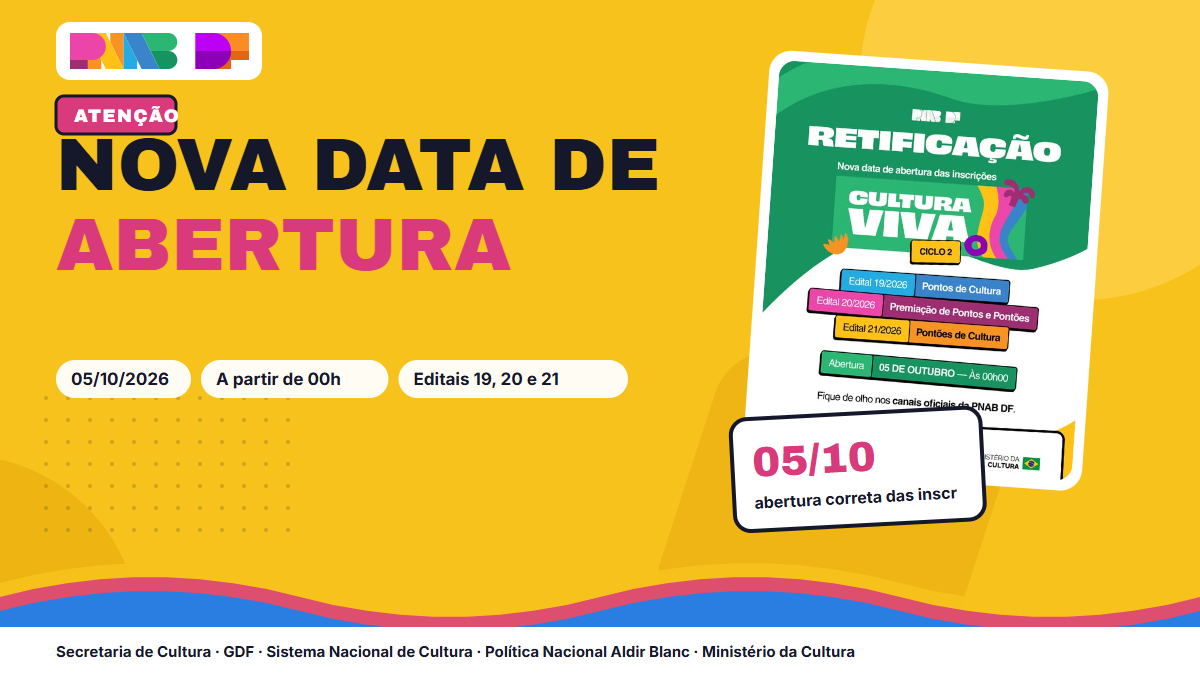 Retificação: inscrições dos editais da Cultura Viva abrem em 5 de outubro