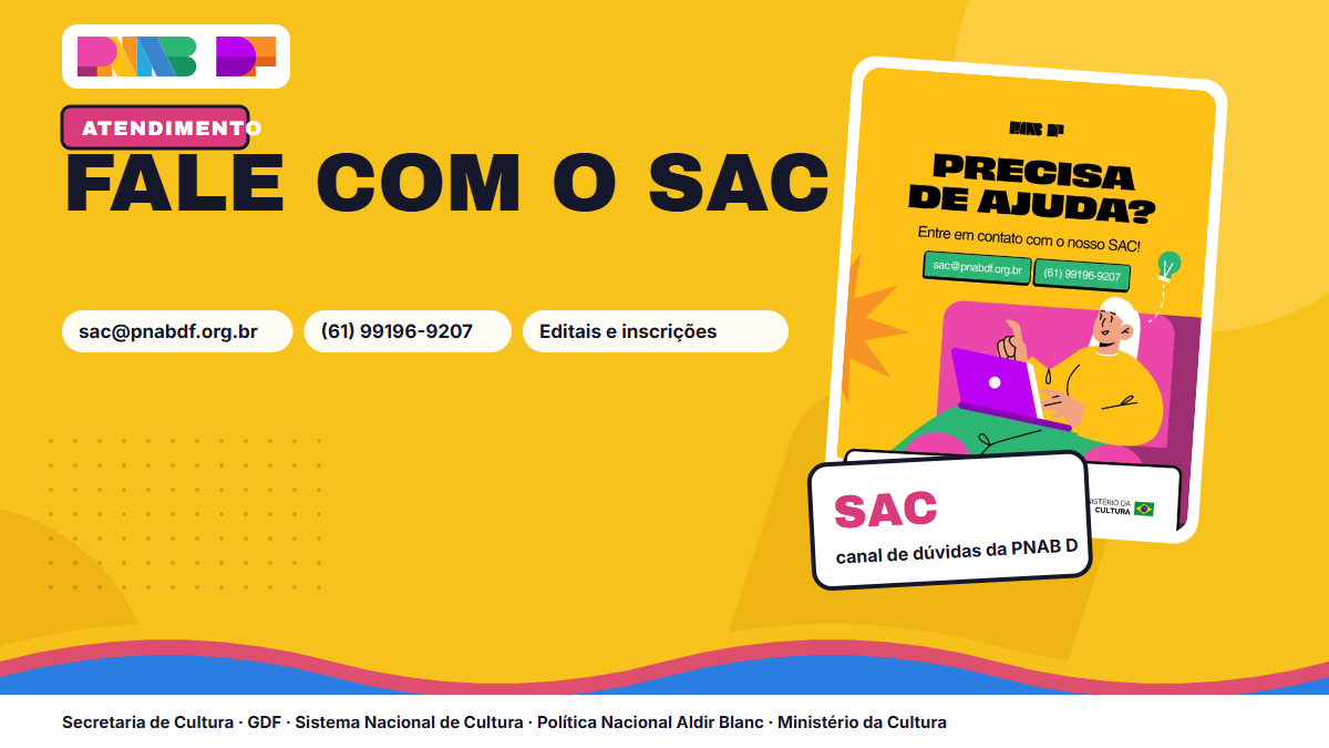 Precisa de ajuda? SAC da PNAB DF atende por e-mail e telefone